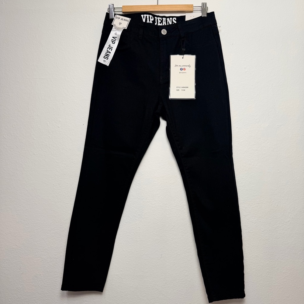 V I P Jeans black skinny-style pants, slim-fit